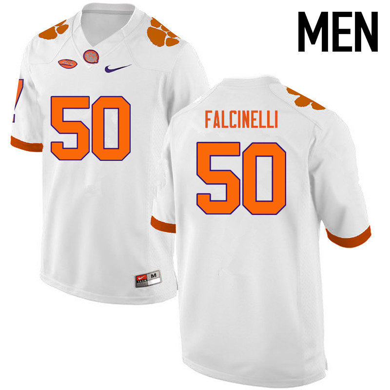Men Clemson Tigers #50 Justin Falcinelli College Football Jerseys-White